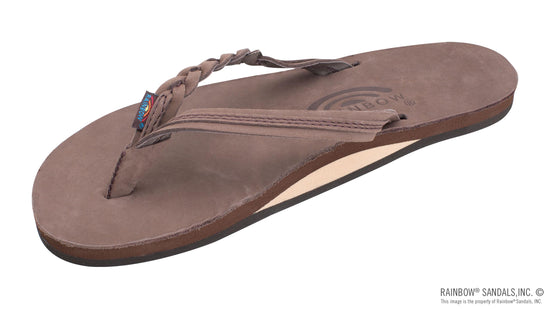 Rainbow Sandals Women's Flirty Braid- Single Layer Premier Leather 1/2" Narrow Strap with Braid