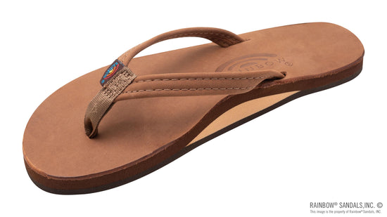 Rainbow Sandals Women's Single Layer Premier Leather with Arch Support and a 1/2" Narrow Strap