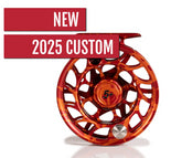 2025 Custom Iconic Magma Red/Orange Splatter Fly Reel 5 Plus