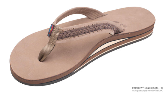 Rainbow Sandals The Willow Women's Double Layer Arch Support Premier Leather with Inset Double Braided 3/4” Medium Strap